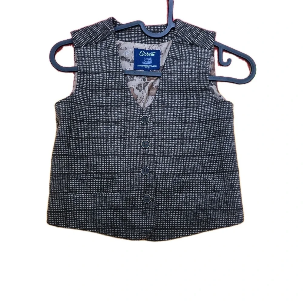 Gioberti Boys Dress‎ Vest Size 5 Brown Tweed Plaid Check Formal Wedding School